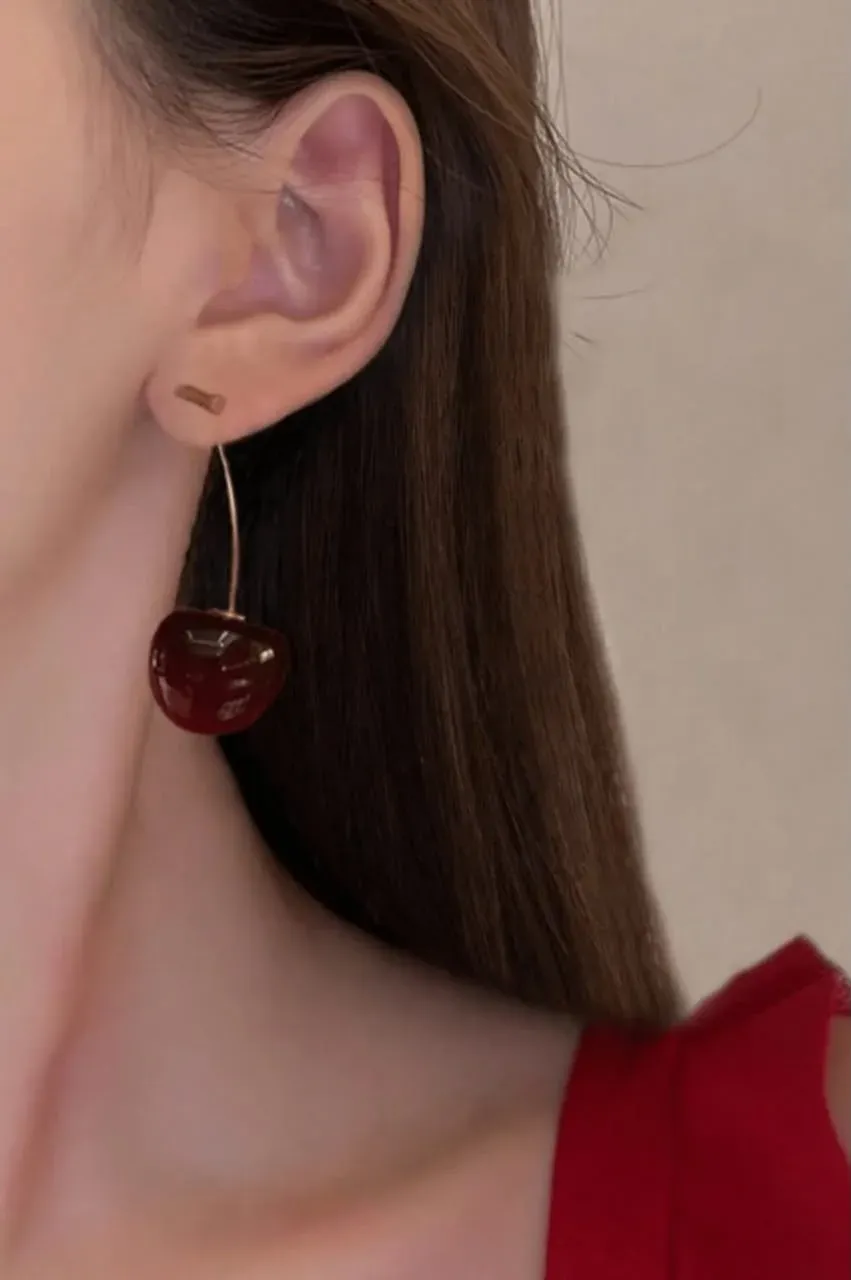 Glossy Cherry Drop Earrings — image 3