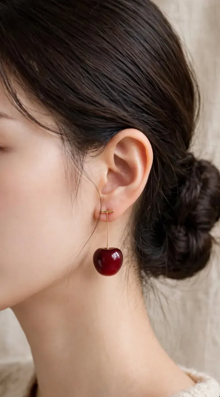 Glossy Cherry Drop Earrings — image 6
