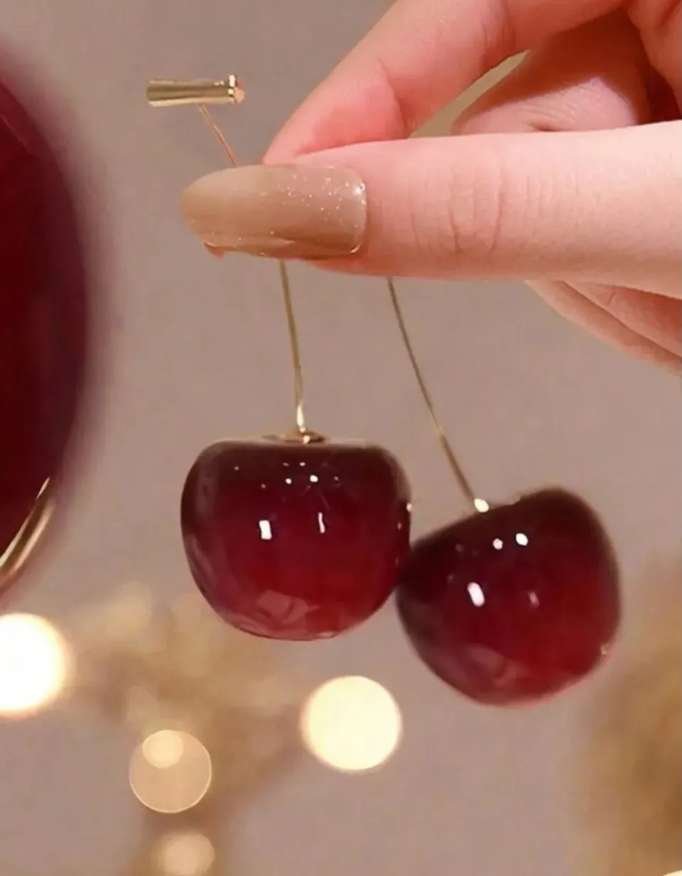 Glossy Cherry Drop Earrings — image 2